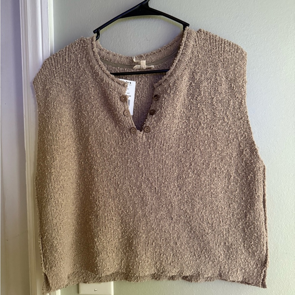 Tan Sleeveless Knit Top